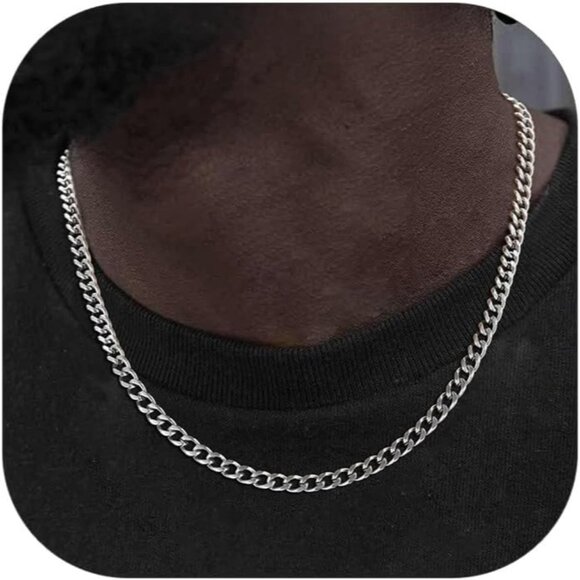 Miami Cuban Link Chain Necklace for Men Stainless Steel 4.8mm Plated Hip Hop - Picture 1 of 9